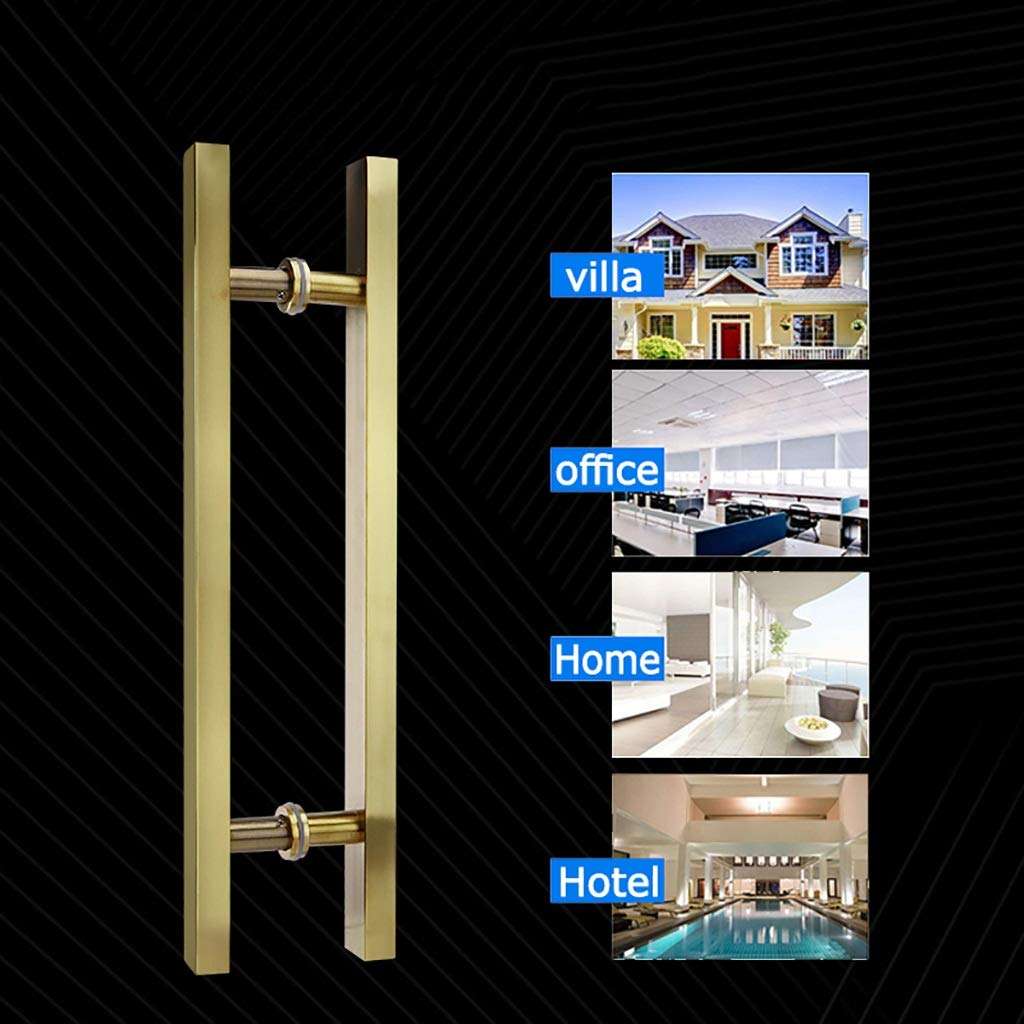 Brushed Stainless Steel Square Tube Office Glass Door Handle/Wooden Door Handle/Push-Pull Door Handle - Gold, 8 Sizes (Size : 1200×800mm) 4