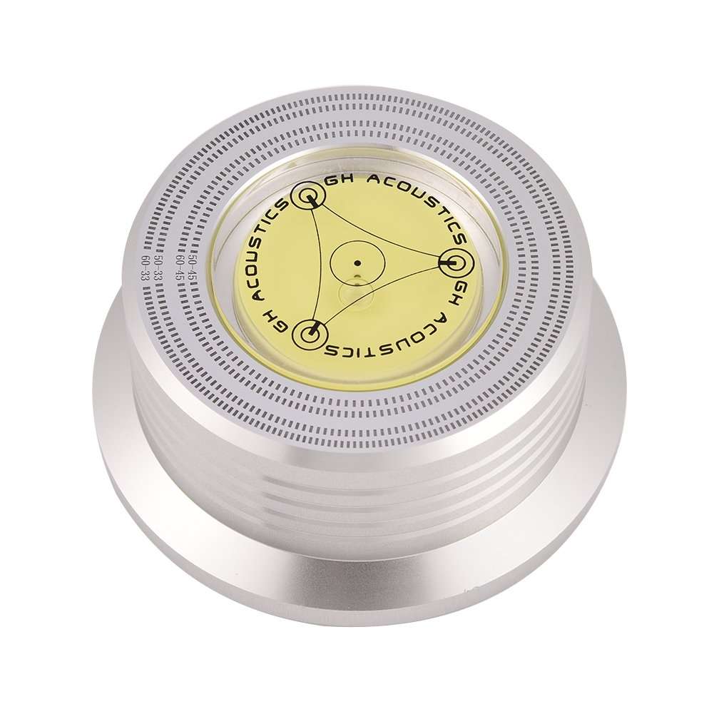 50/60Hz Disc Platten Stabilisator for LP Record Players, Aluminum Metal Turntable Balanced Record Weight Clamp(Silver) 5