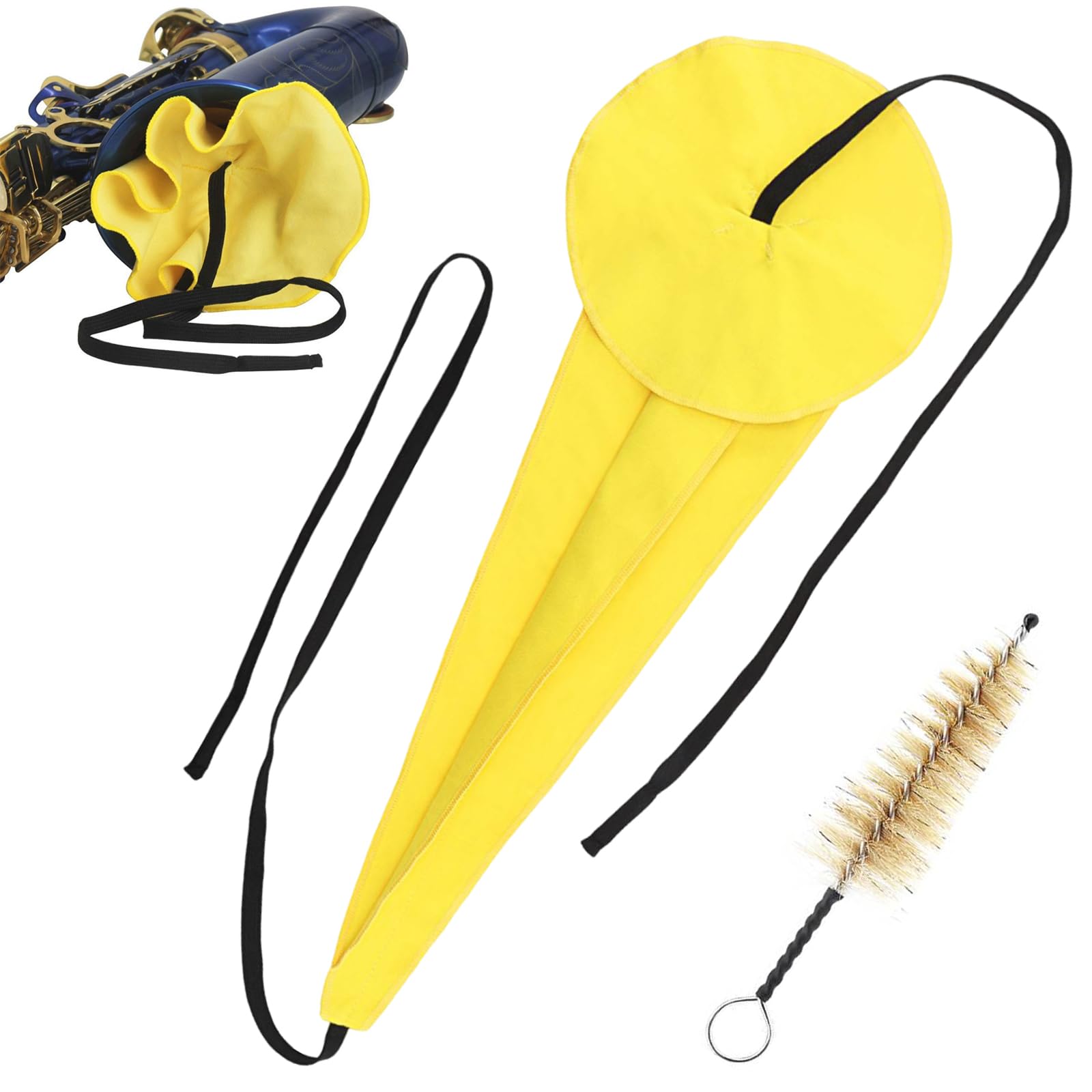 Alto/Tenor/Soprano Saxophone Cleaning Cloth Kit, Microfiber Sax Cleaning Cloth for Alto Tenor Clarinet Flute and other Wind & Woodwind Instruments, Clarinet Flute Trumpet Cleaner, Mouthpiece Brush