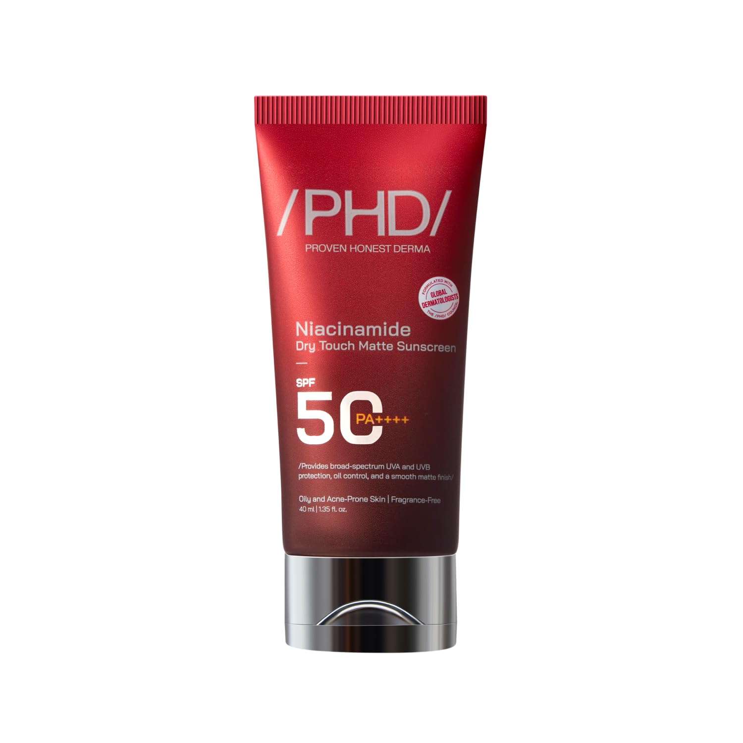 /PHD/Niacinamide Dry Touch Matte Sunscreen SPF50 PA++++ | Oil Control for Oily & Acne-Prone Skin | SPF 50 for Dry Skin | Broad Spectrum UVA UVB Protection | 40 ml 1