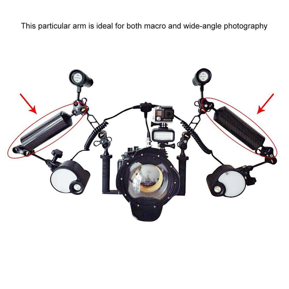 Underwater Photography Float Arm, Carbon Fiber Dual Balls Float Arm, Underwater Float Buoyancy Arm for Diving Camera Video Photography Light/Strobe Mounting 4