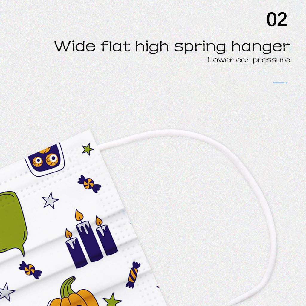 Coolbiz Kids Disposable Face_Mask,50pcs Cute Printing Face Bandanas,3 Ply Non-Woven Breathable for Outdoor Activities 6