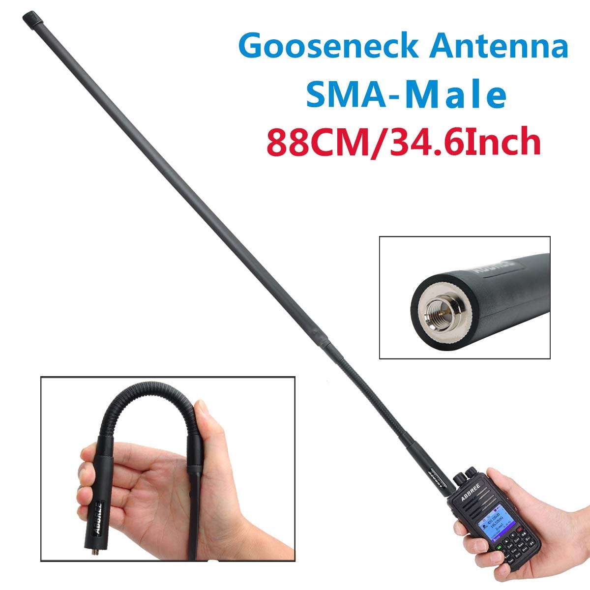ABBREE AR-152G Gooseneck SMA-Male Connector Dual Band 144/430Mhz 88CM/34.6-Inch Foldable Tactical Antenna for Yaesu TYT Wouxun Ham Two Way Radio 2