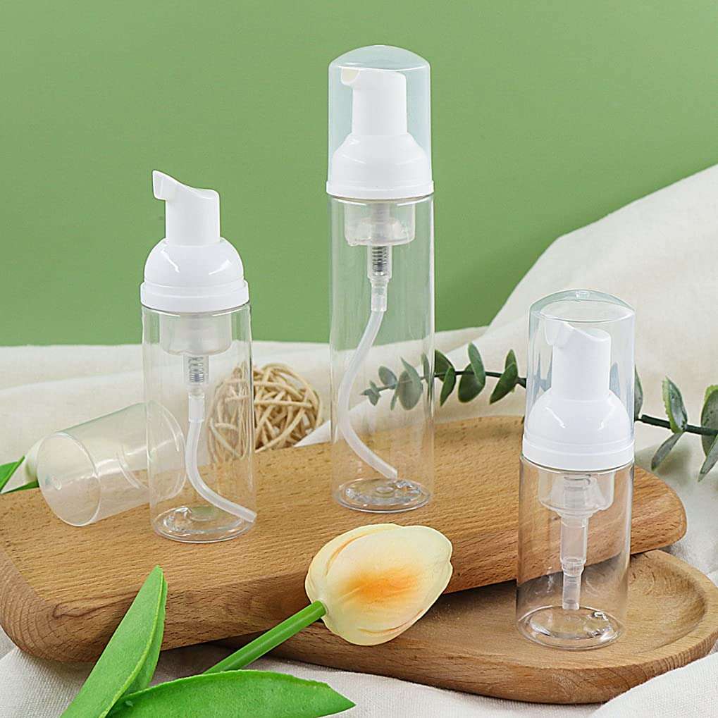 12 Pcs 30ml Refillable Empty Foam Bottle Plastic Pump Press Dispenser for Liquid Soap Lash Cleanser Shampoo Foaming Cleaning Castile Travel Cosmetics Packaging (12pcs 30ML) 5
