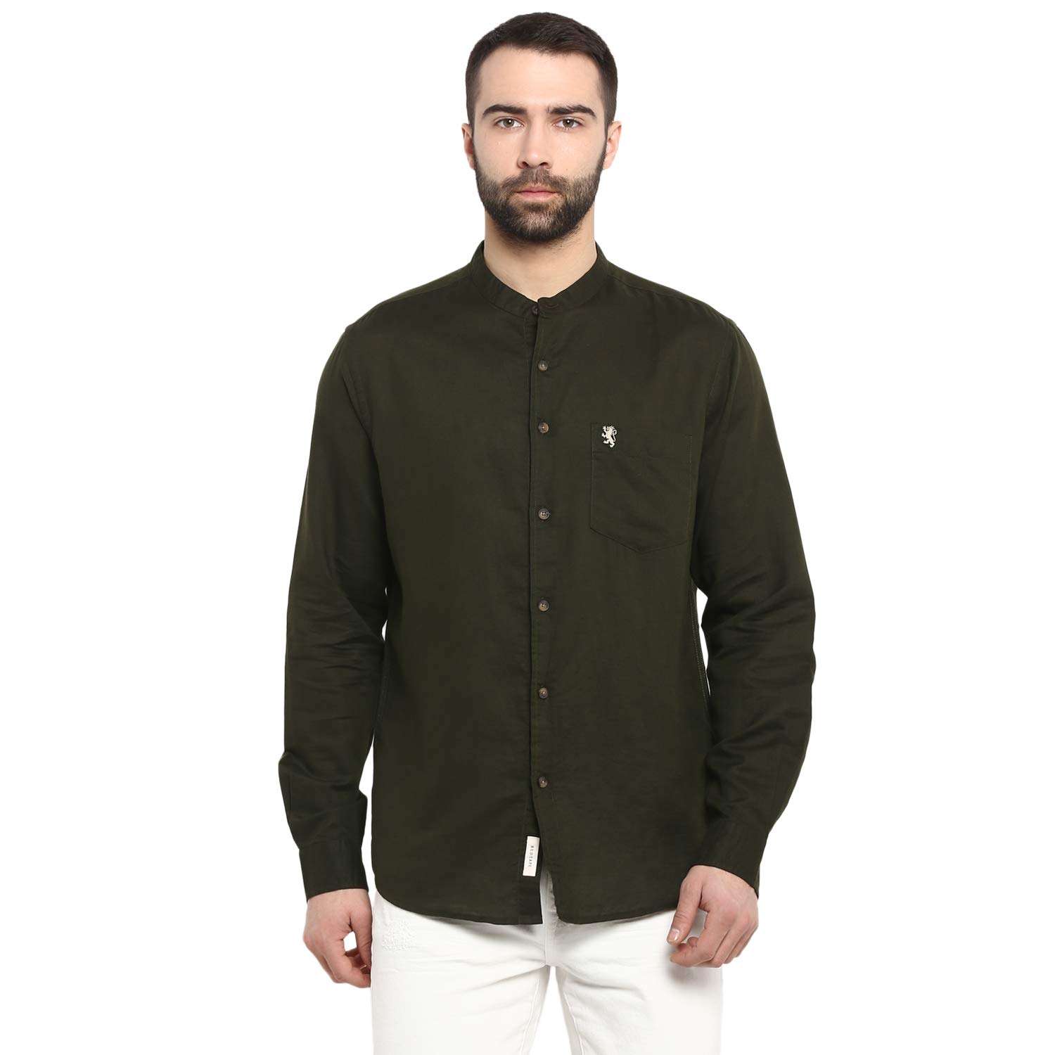 Red Tape Men's Solid Regular fit Casual Shirt (RFS0046_Olive_Large L) 1