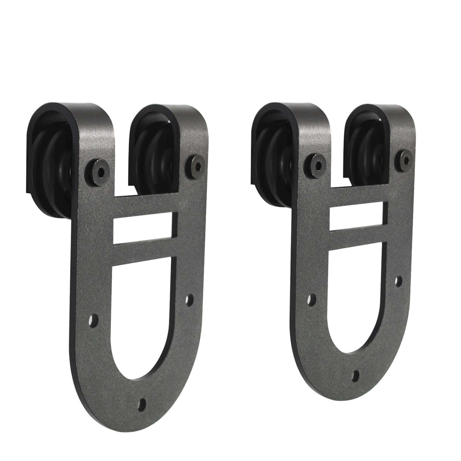 Black U Shape Barn Door Hangers,Smooth and Quiet Furniture Door Rollers,Sliding Door Hareware Wheels Only,Solid Extra Hangers Only 1