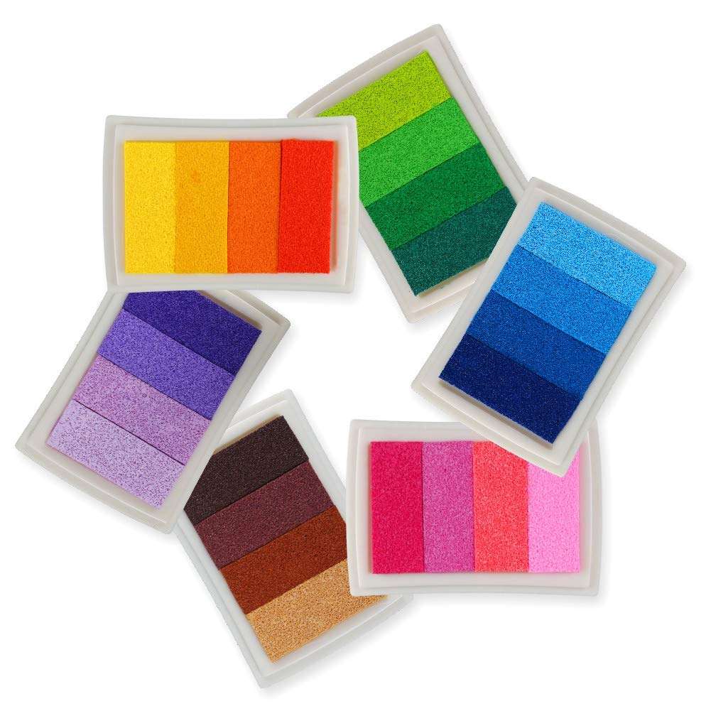 PMLAND Stamp Ink Pads for Craft, Stamp on Paper, Wood or Fabric, 24 Colors Assorted