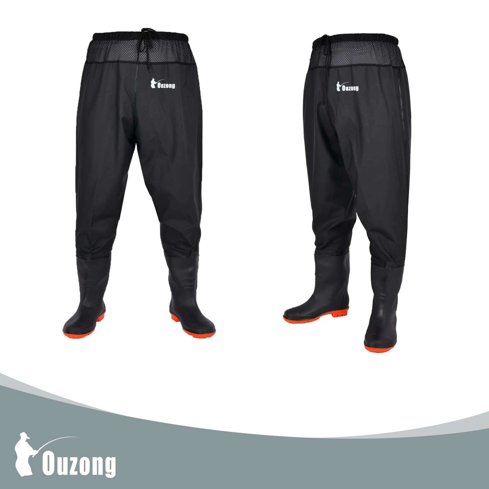 Waist Wader Pants Fishing Waders for Men Women with Boots Waterproof Bootfoot Insulated Wading Pants Waders for Outdoors Hunting Duck (Black, 10) 3