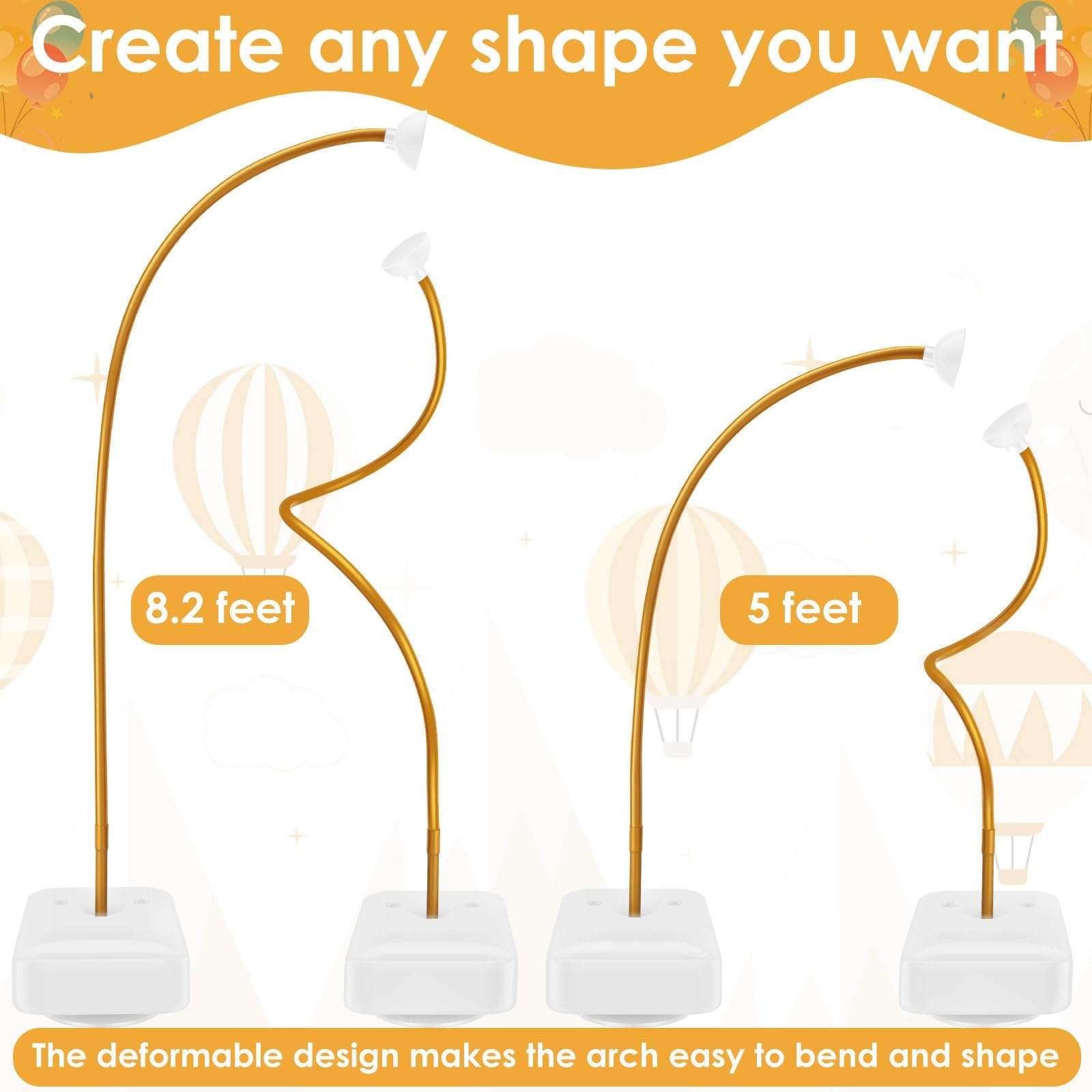 Reusable Balloon Arch Kit, Free Bending Shape 8.2ft & 5ft Adjustable Half Balloon Arch Stand with Base, Balloon Hoop Frame, Balloon Arch Frame for Wedding Baby Shower Birthday Party Decoration 4