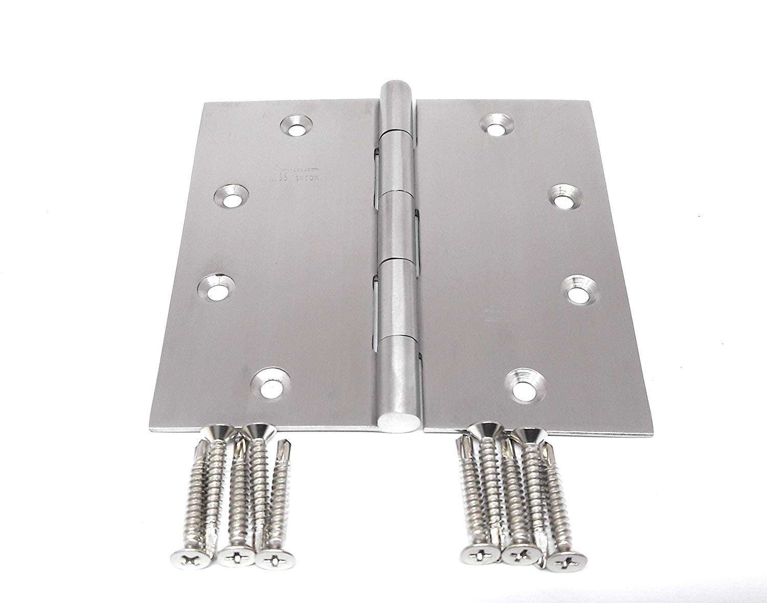 ssiskcon 5" Stainless Steel Door Hinges 5" inch x 5" inch Square 32D Security Hinge Nrp Concealed Head Heavy Duty Wide Throw Expandable with Screws - Pack of 1 2