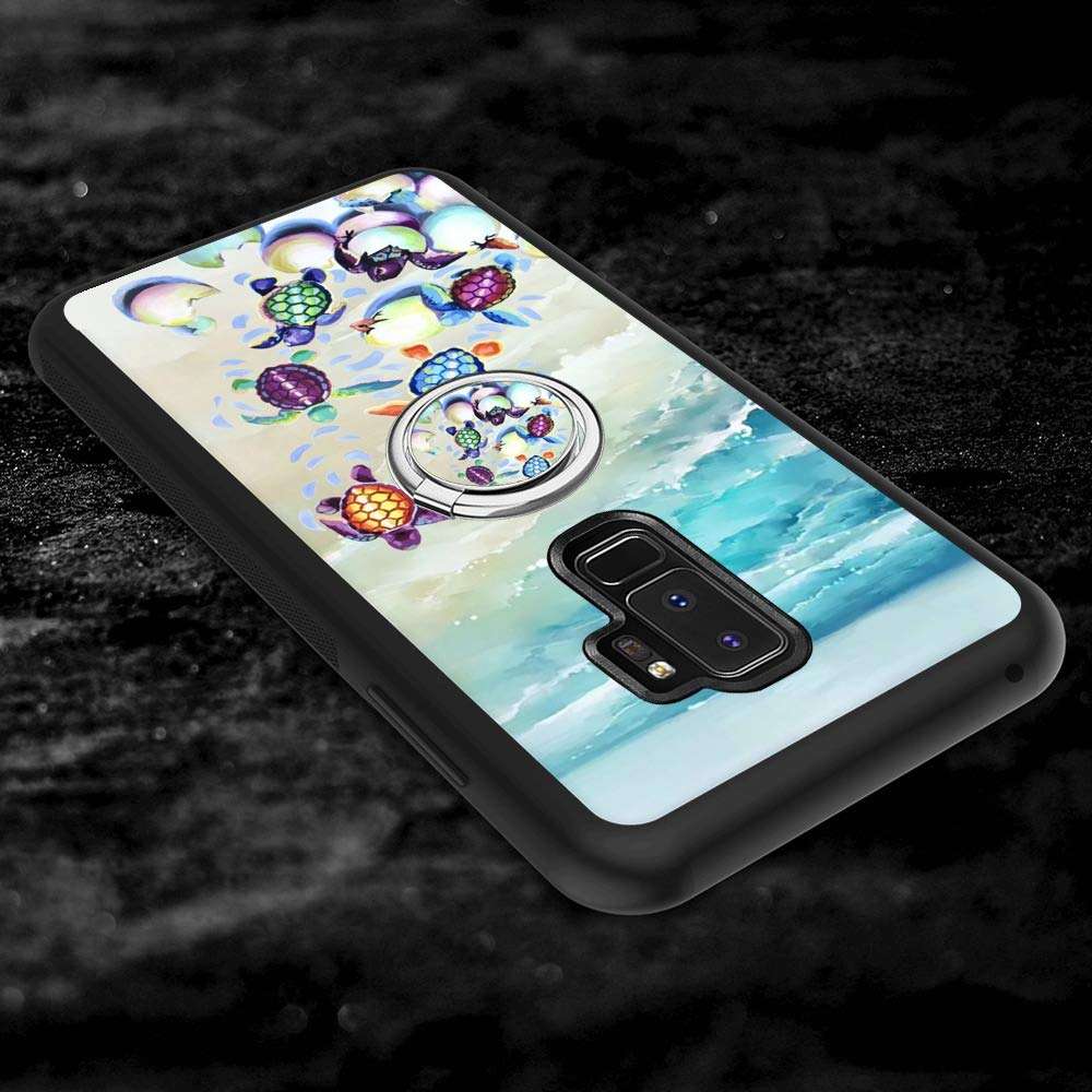Samsung Galaxy S9 Plus Mobile Phone Case, with Fixed Ring Turtle Soft Black TPU Rubber and PC Non-Slip Grip Cover, Compatible for Samsung Galaxy S9 Plus (Turtle) (Turtle) 3
