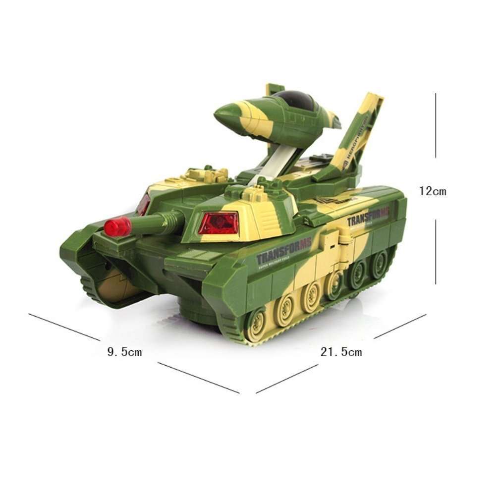 JIADA 2 in 1 Convertible Plastic Tank and Jet Fighter Airplane Toy with Lights and Shooting Music 2