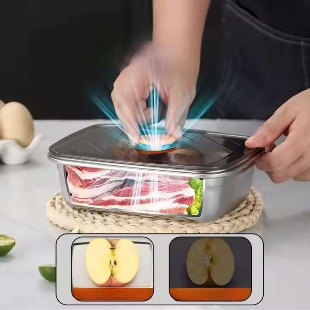 Marve Fridge Storage Box 316 Stainless Steel Food Storage Containers | Food Grade, Leakproof Kitchen Organizer | Freshness Locking, Microwavable & Freezer Safe, Silver With Lid (1500 Ml 3 Pcs) 6