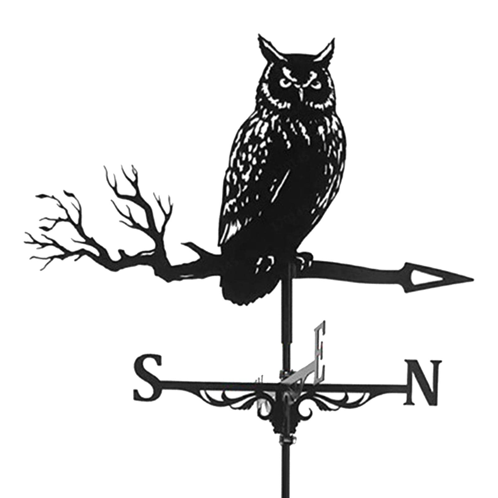 Generic Retro Iron Black Owl Weathervane Fence Mount Weather Vane Barn Ornament 4