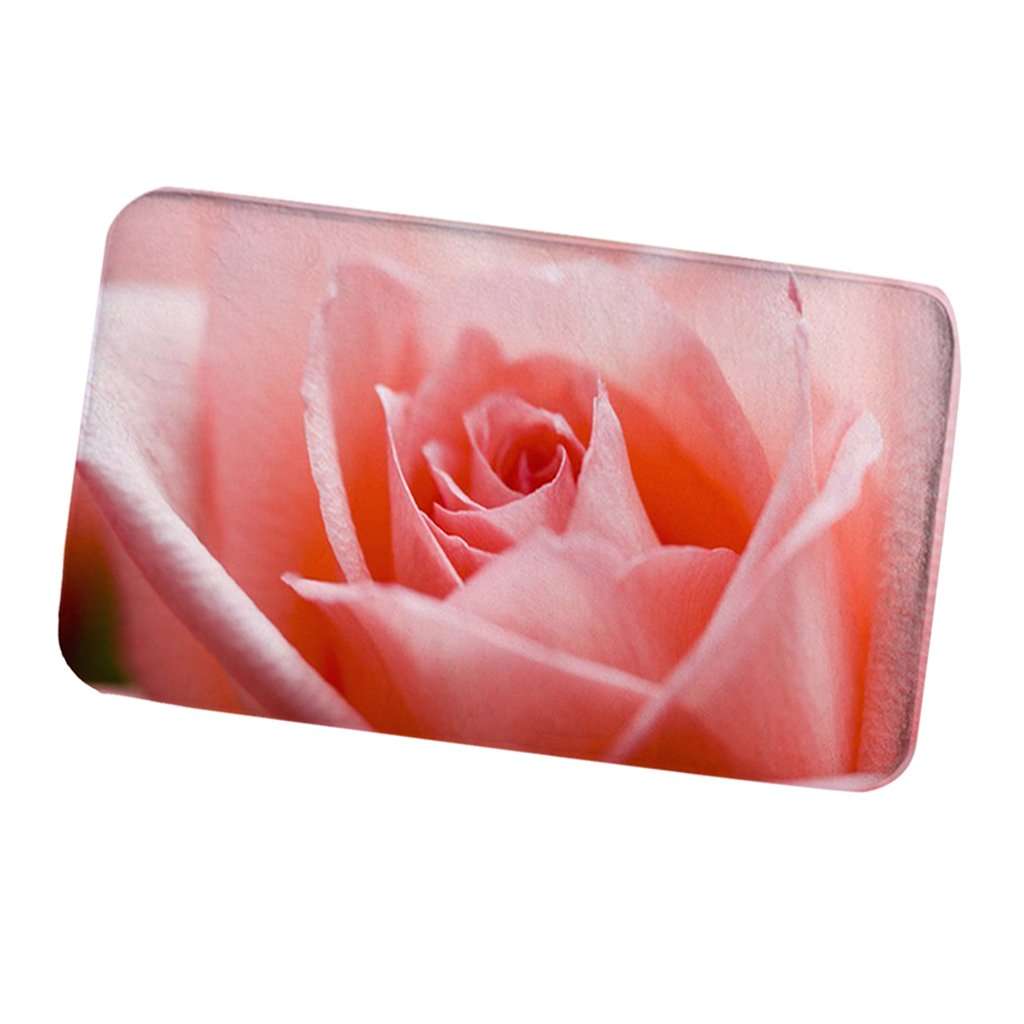Elegant Essence Kitchen Floor Mat Comfort Anti Slip Flannel Indoor Bahroom Rug Pink Rose 6