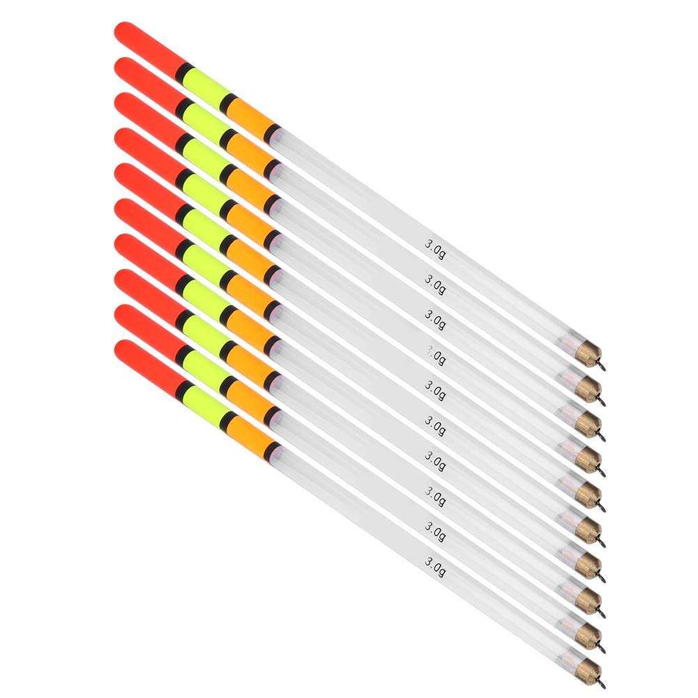 10 Pcs Fishing Bobber Kit, Plastic Fishing Floats & Bobber Assortment Stick Tube Multi-Purpose Fish Feed Baits for Sea Fishing, Rock Fishing, Ice Fishing, Stream Fishing(3.0 White) 4