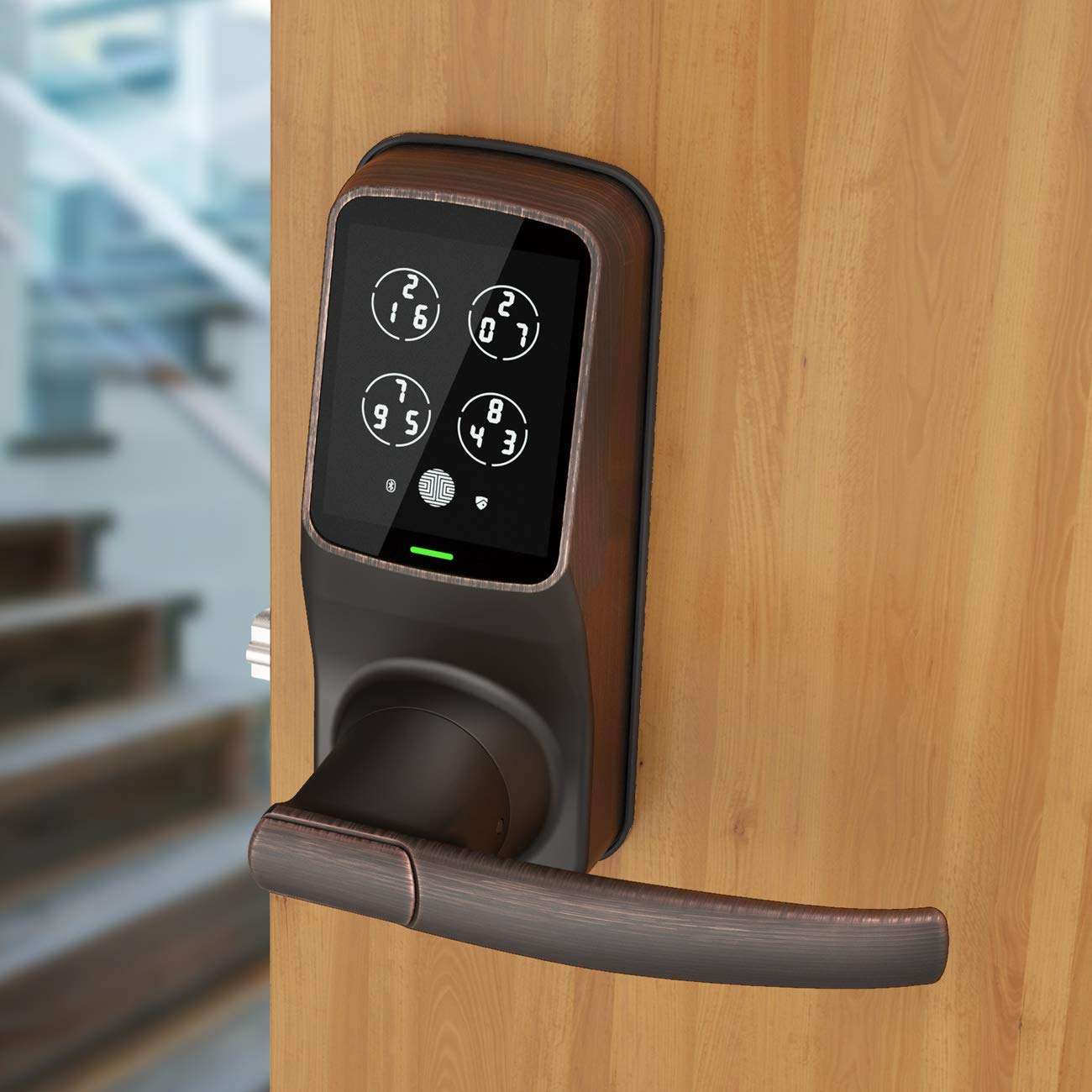 Lockly Keyless Entry Latch Door Bluetooth Smart Lock (PGD628) | LED Touchscreen Panel | Discrete Secure PIN Code | iOS Android Compatible | Auto Lock | Battery Backu 5