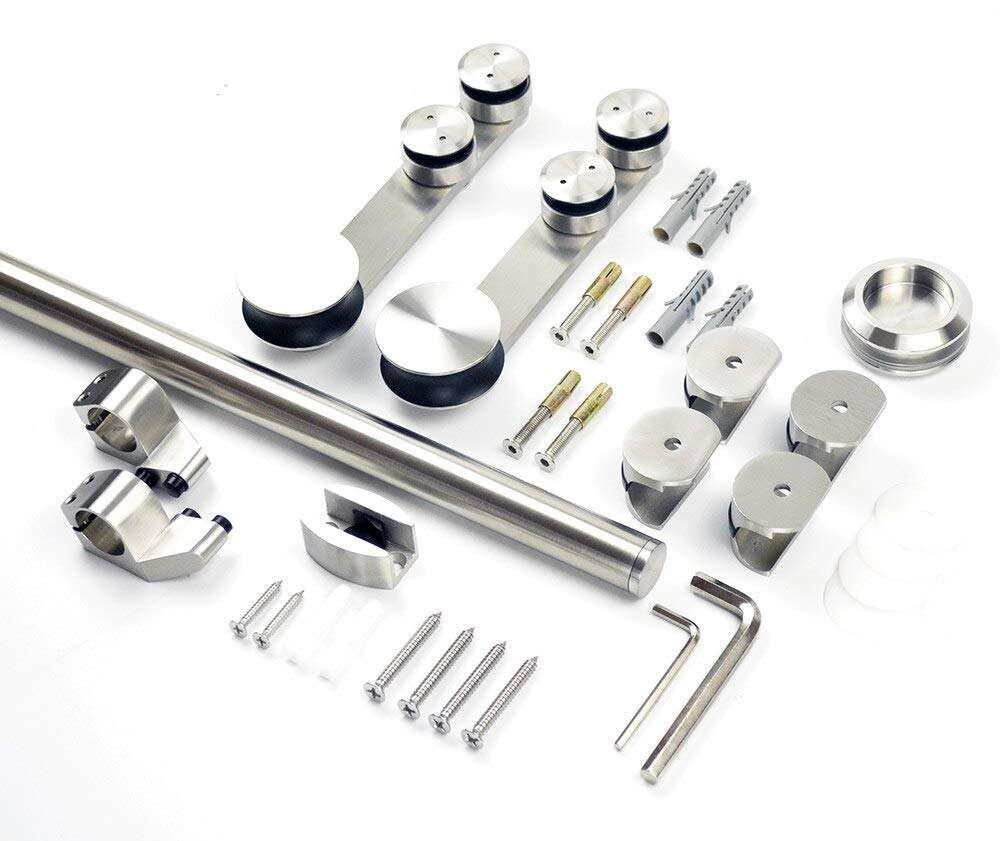 Stainless Steel Glass Sliding Door Hardware Interior Slide Door Set - (Length: 8ft Single kit)" 2