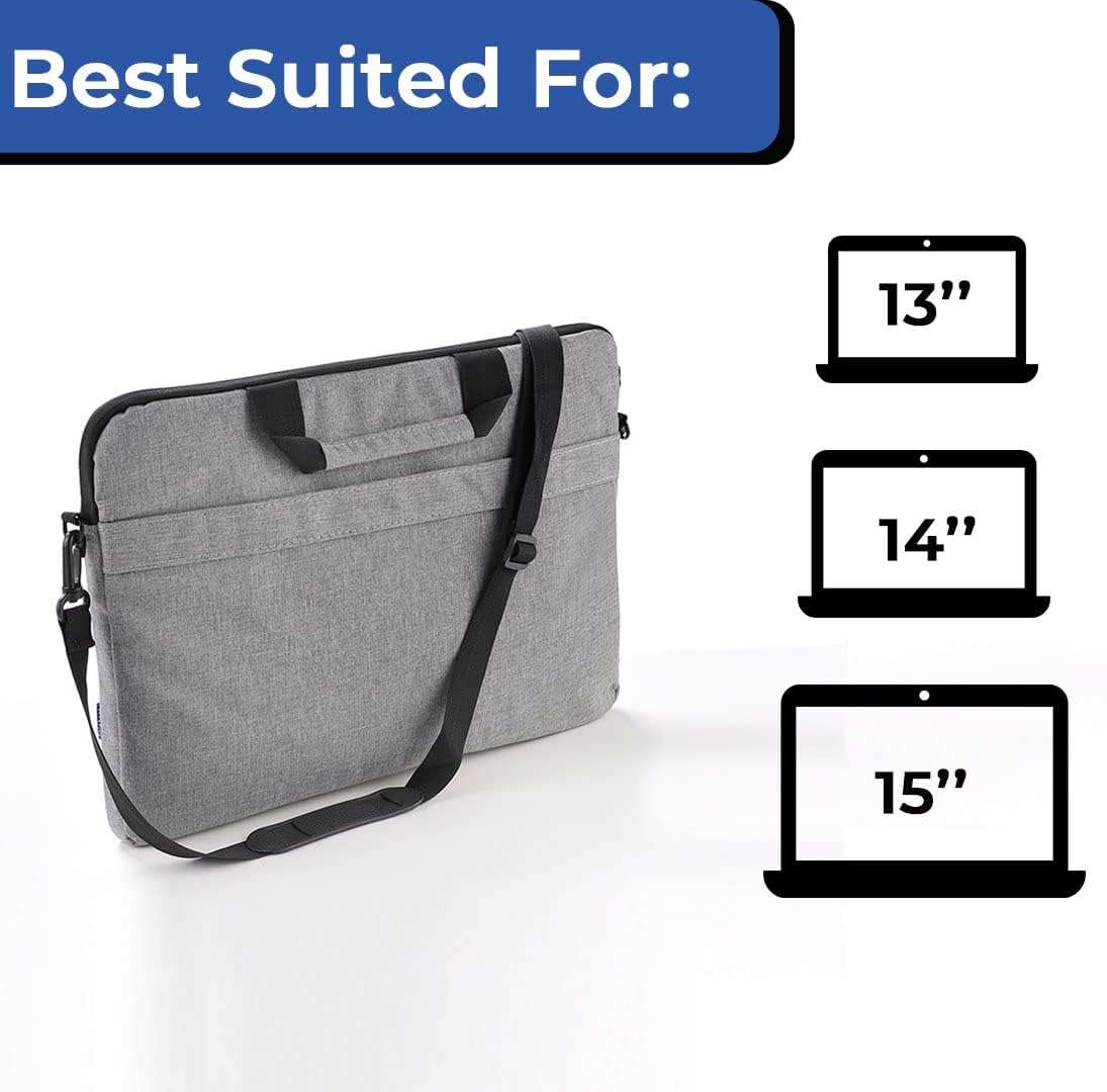 Kuber Industries Laptop Bag|Oxford Foam Padded Compartment|Detachable Strap Shoulder Bag|Laptop Bag for Men & Women|Compatible with 13”,14”,15” Devices|Grey (Pack of 5) 3