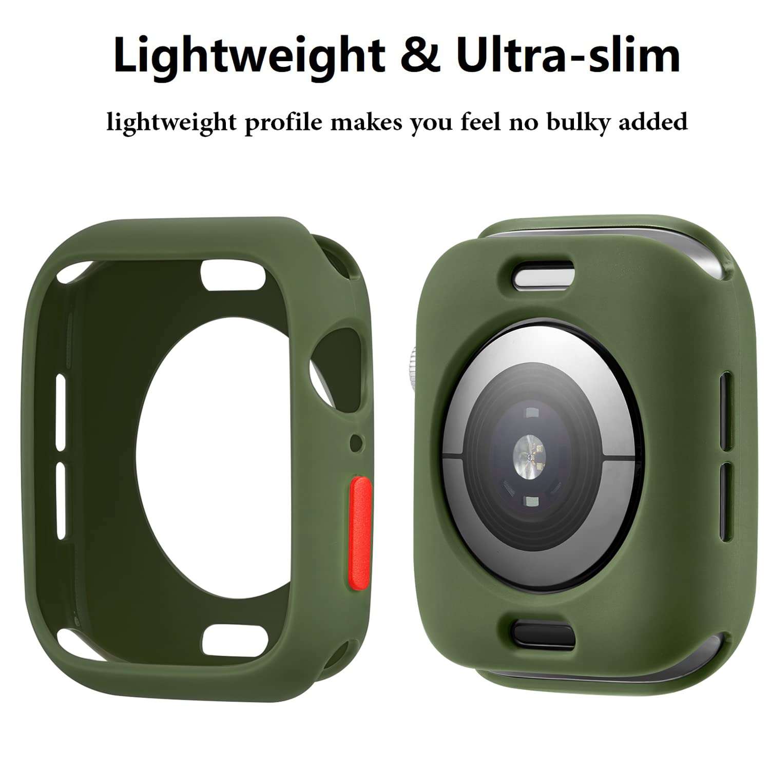 Hontao Ultra Thin Soft TPU Shockproof Bumper Case for iWatch Apple Watch Series SE 6/5/4 Olive Green 44mm 2