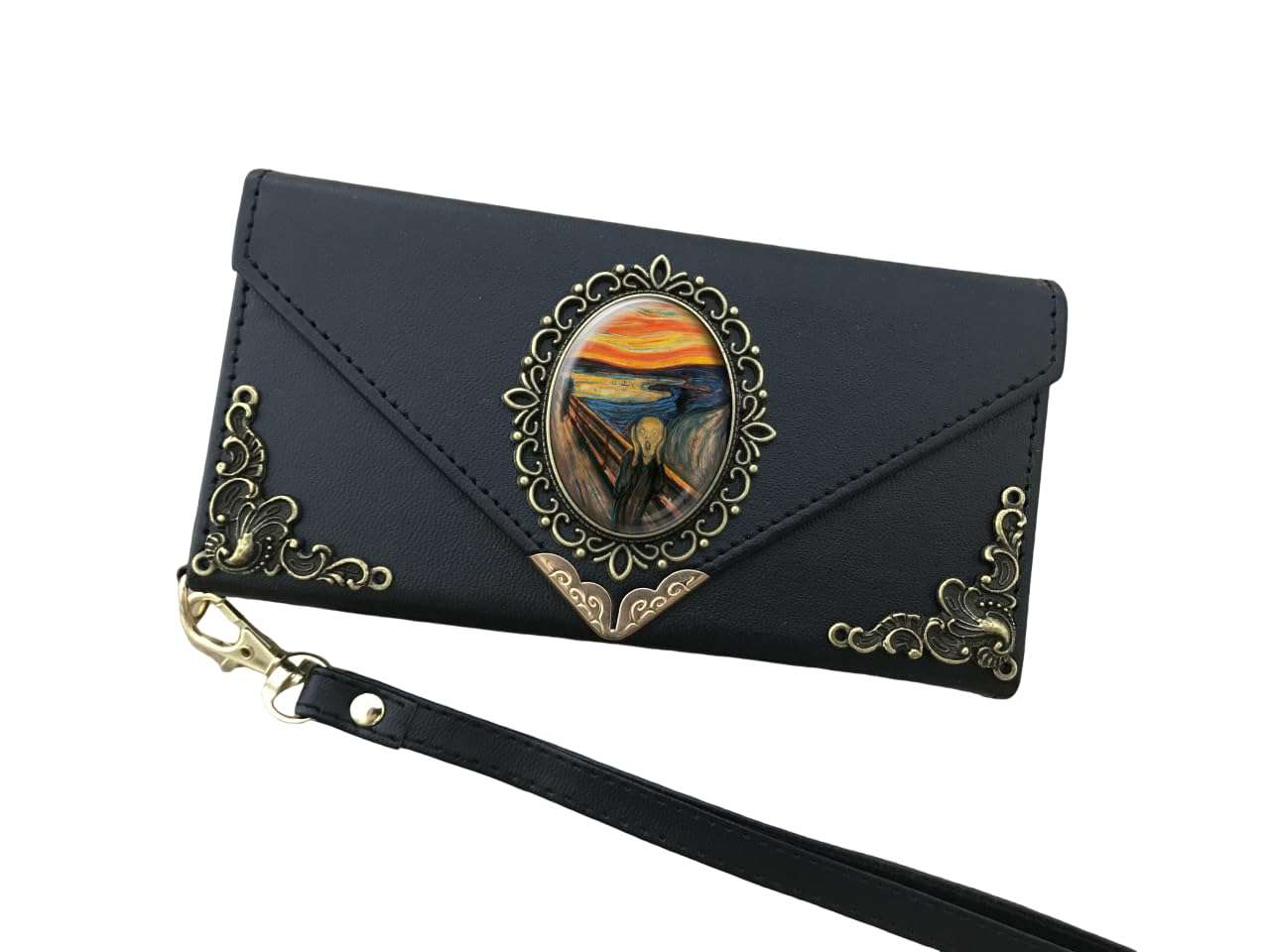 The Scream phone leather wallet case for iPhone X XS XR 11 12 13 14 15 16 Pro Max Galaxy S24 S23 S22 S21 S20 Ultra S10 S9 Note 20 8 9 10 Plus MN1615