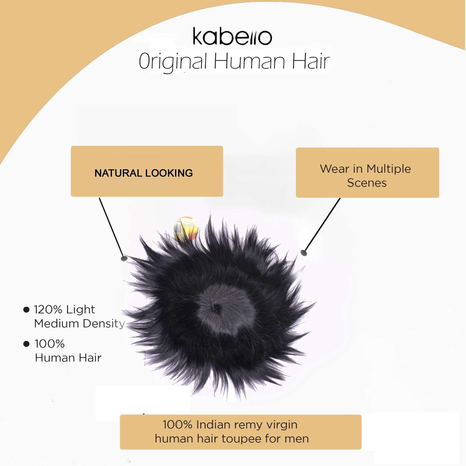Kabello Hair Loss Solution Hair Patch/Wigs/Human Hair Toupee Mono Base 6 inch Hair (10x7, Light Brown) 4