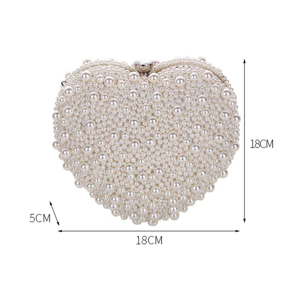 XIALON Pearl Clutch Bag Woman Heart Shape Handbag Chain Shoulder Evening Bags Fashion Clutch Bag 3