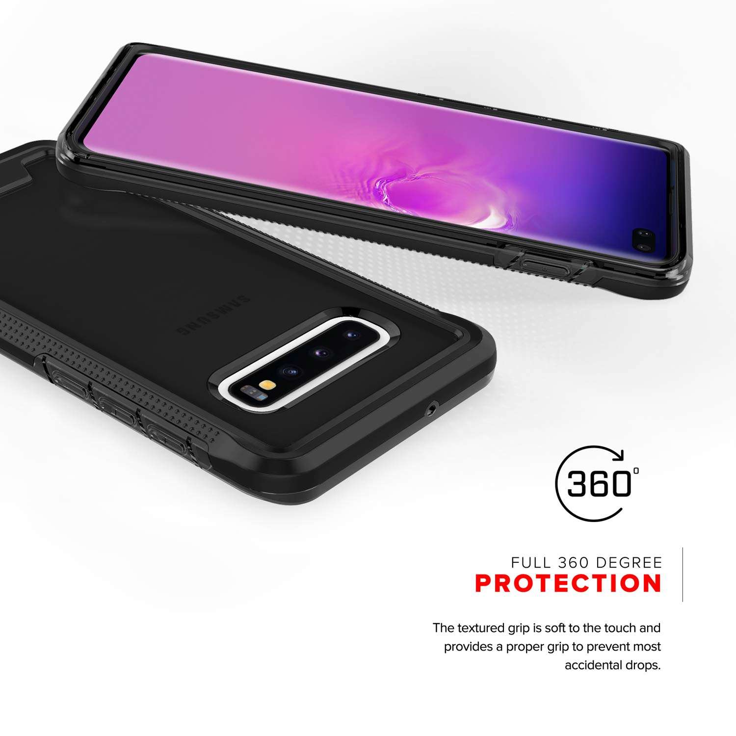 ZIZO ION Series for Samsung Galaxy S10 Plus Triple Layered Hybrid Case Military Grade Drop Tested Black Smoke 2