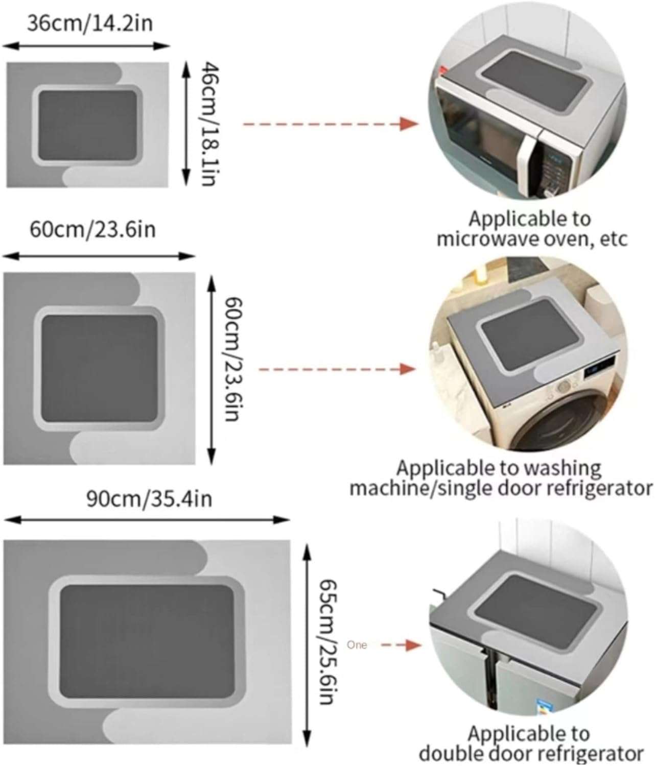 Clefairy Super Absorbent Washing Machine Covers Washable Coffee Machine Mat Dust-proof Pad for Refrigerator Kitchen Dishes Drying Mat-60*60CM 3