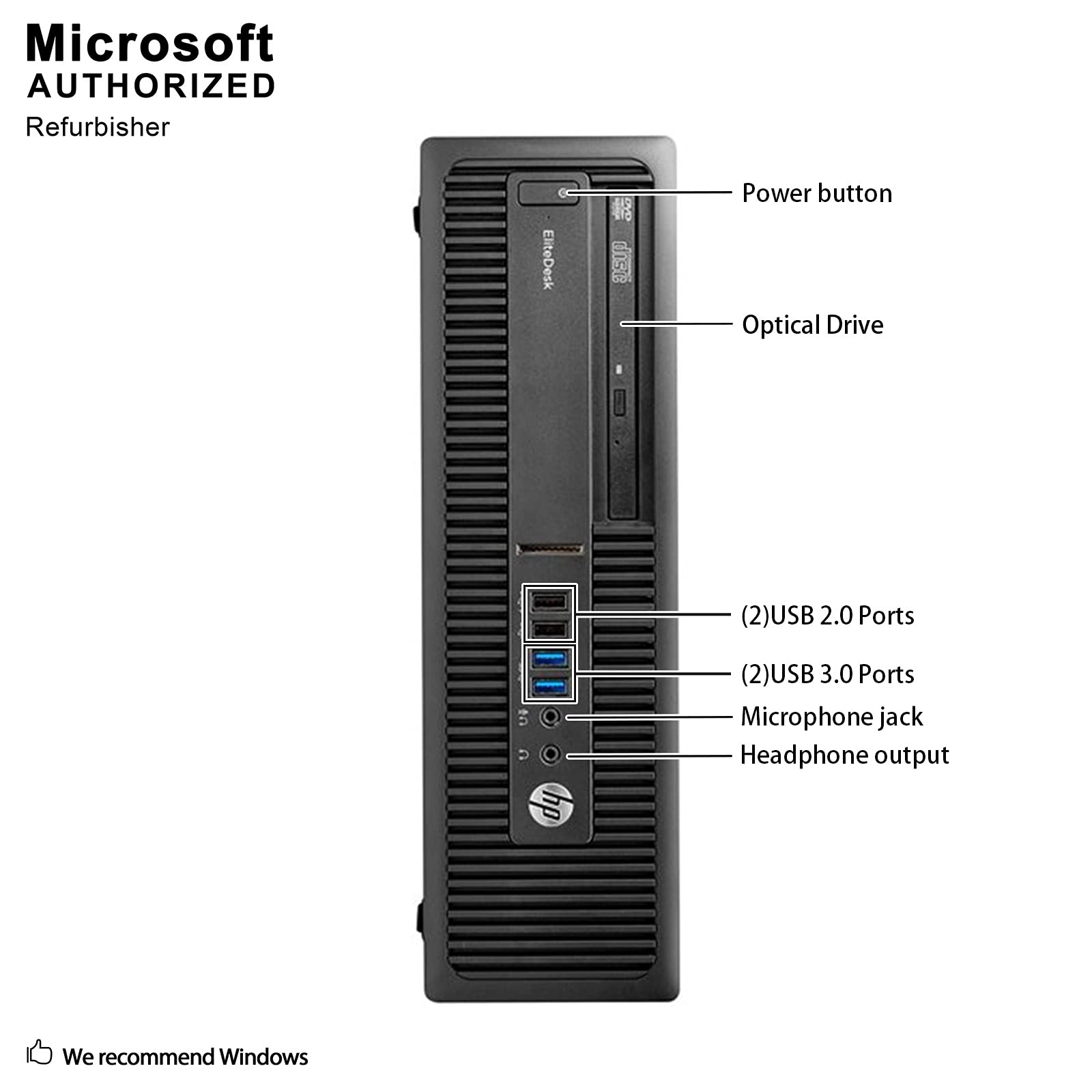 HP ProDesk 600 G1 Small Form Factor PC, Intel Quad Core i5-4690 up to 3.9GHz, 8G DDR3, 500G, DVD, WiFi, BT 4.0, Windows 10 Pro 64 Bit-Multi-Language Supports English/Spanish/French(Renewed) 5