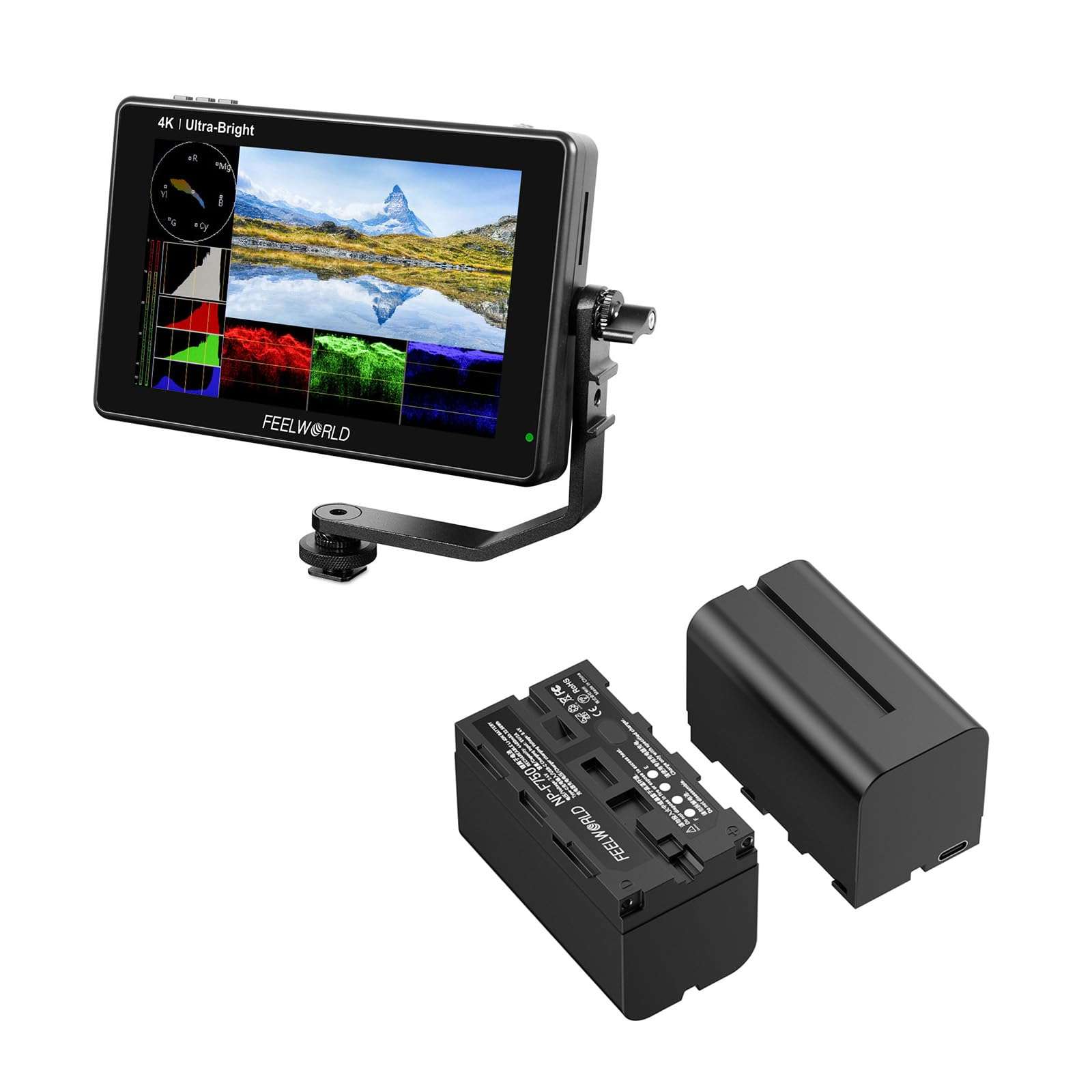 FEELWORLD LUT7 Camera Monitor with 2xF750 4400mAh Battery 1