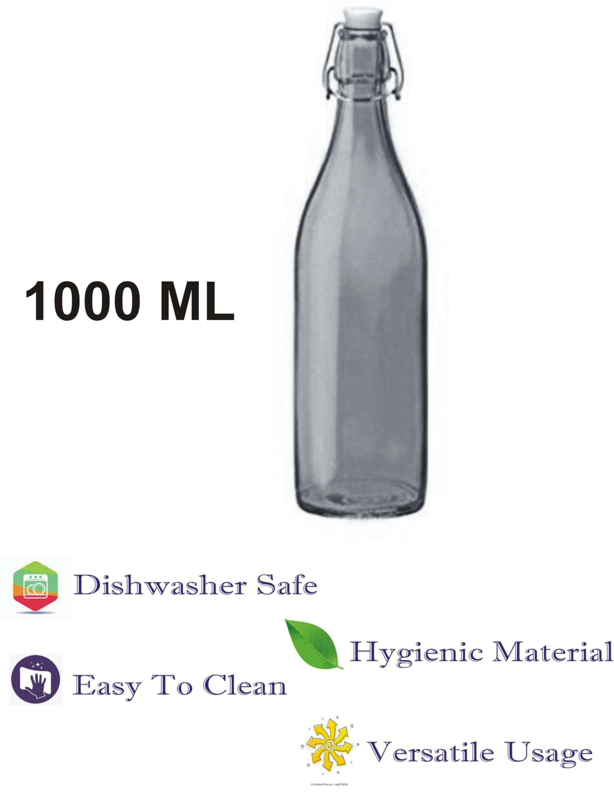 1st Time Multipurpose Kitchen Storage Glass Milk Bottle With Lid, Pink, 1000 Ml, 8 X 8 X 32 Cm 5