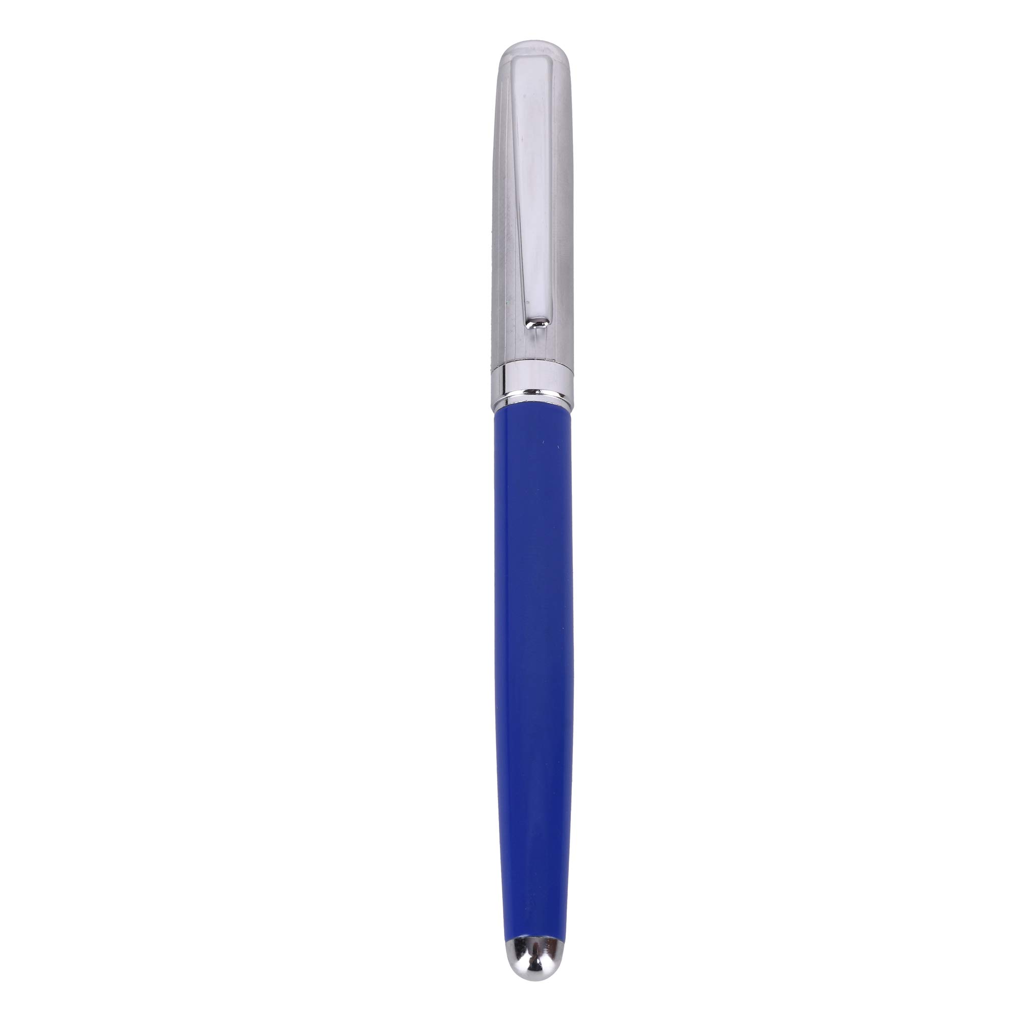 Clems Zone FT – 3367 Unique Design Fountain Pen with Crafted Clip & Cap Royal Blue/Silver Combination Color Metal Body Fountain Pen.
