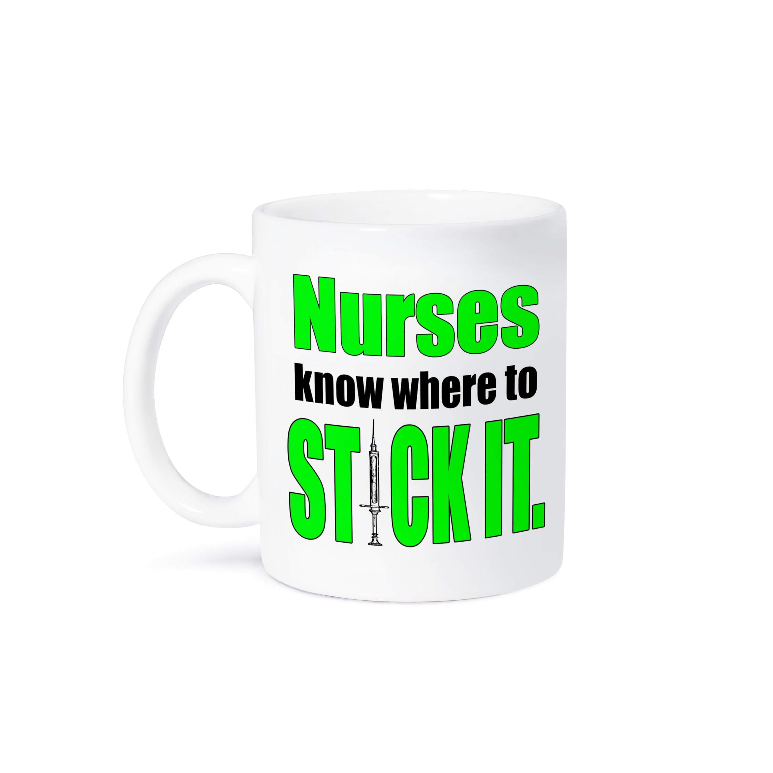 3dRose Nurses know where to stick it, Lime Green 11oz Mug 1