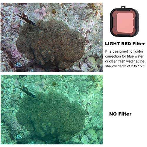 GEPULY Standard Waterproof Housing Case with Dive Filters for GoPro Hero 4, Hero 3+, Hero3 Action Cameras - 131 ft (40M) Underwater Photography - with Red, Light Red, Magenta Filters 5