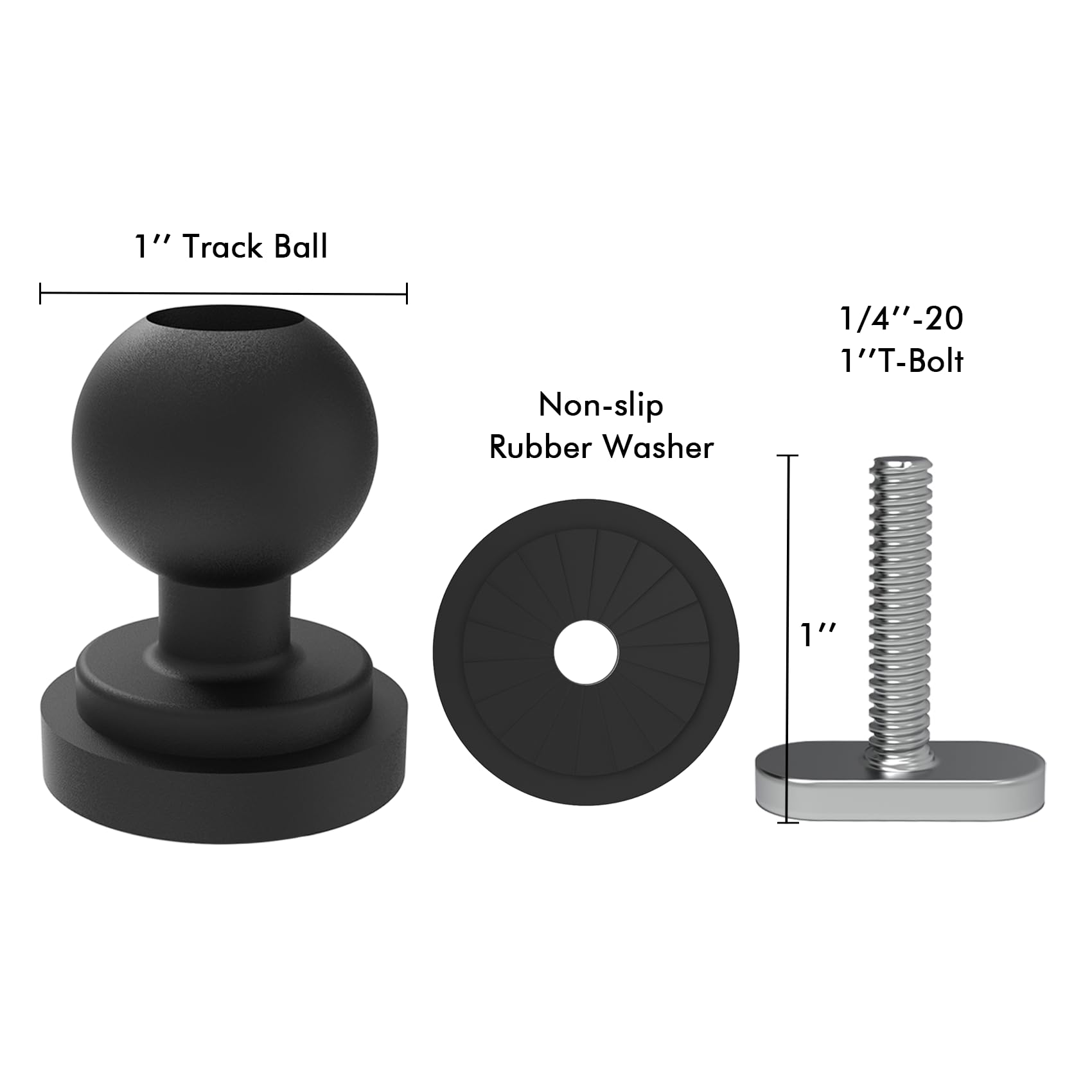 EUPHENG 1" Track Ball, T-Bolt Mount Track Ball with 1/4"-20 x 1 T-Bolt Attachment for Kayaks, Boats. 3