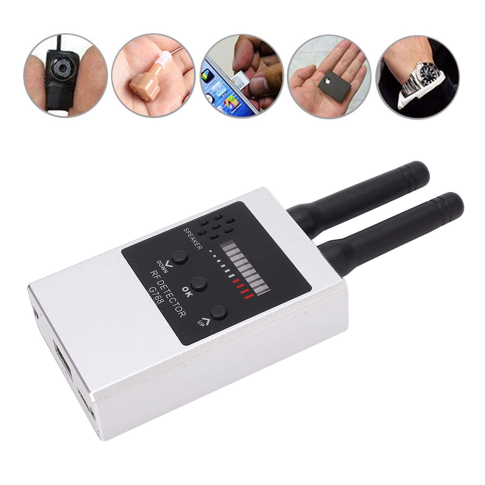 Camera Detector, Multiple Detection Modes Rechargeable Battery Bug Detector Sensitive Accurate Easy to Operate for Meeting Room(Silver) 2