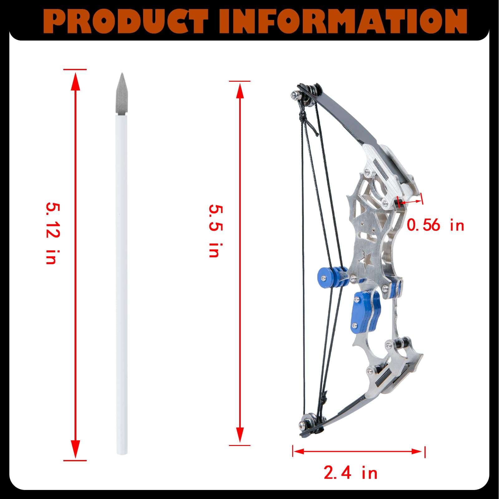 Uxezzt Mini Compound Bow and Arrow Set for Youth, Adult, Teenagers, Pocket Archery Bow for Target Shooting Games Gift with 2 Bowstring, 4 Target Paper and Bow Case (5.5" Bow) 5