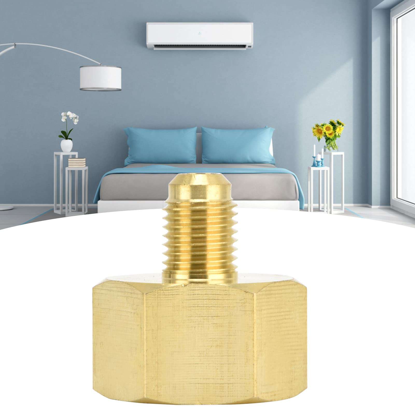 GLOGLOW Air Conditioning Adapter, W21 to 1/4SAE Air Conditioning Refrigerant Adapter Converter Connector for R32 R134A Brass Refrigerant Adapter Fitting AdapterMount Adapters 5