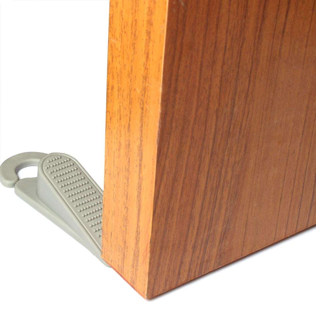 uxcell Rubber Door Stopper Door Stop Wedge Floor Anti-Slip Doorstop Lock with Hook Gray 4pcs 4