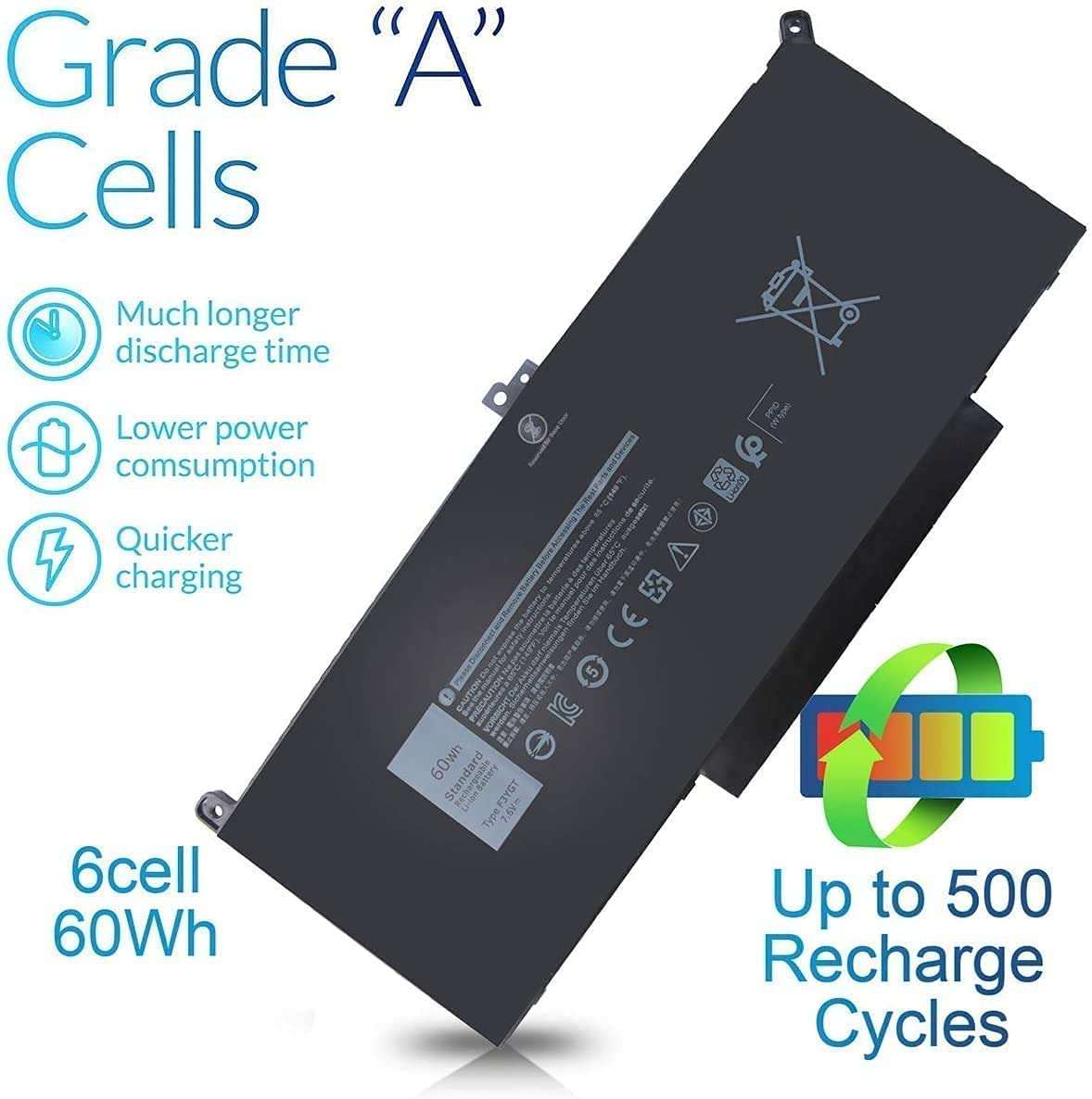 60Wh F3YGT Laptop Battery for Dell Latitude 12 7000 7280 7290, 13 7000 7380 7390 P29S002,14 7000 7480 7490 P73G002 Series,DM3WC 2X39G KG7VF 451-BBYE 453-BBCF DM6WC E7480 E7280 E7490 E7390 E7290 E7380 5