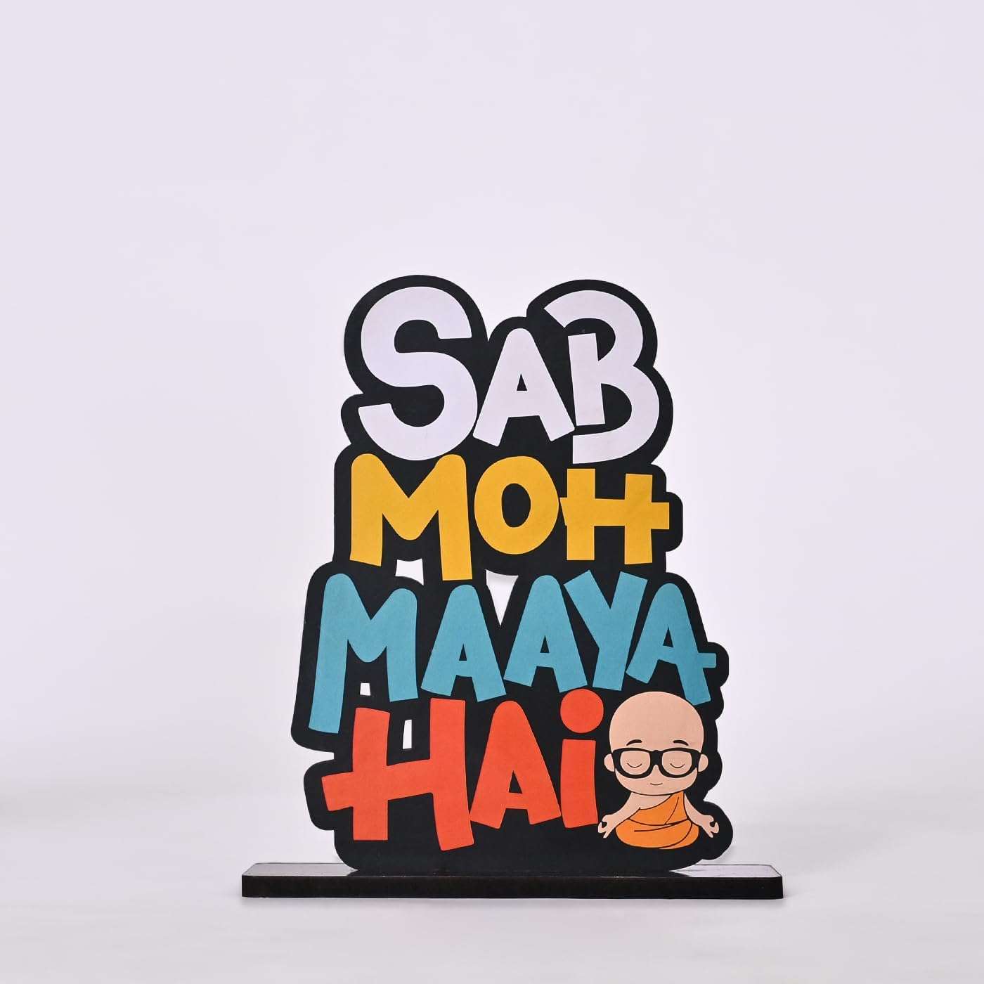 EXPLEASIA Sab MOH Maya Hai Wooden Inspirational Quote Table Decorative Home, Cafe, Kitchen Decorative Showpiece 1