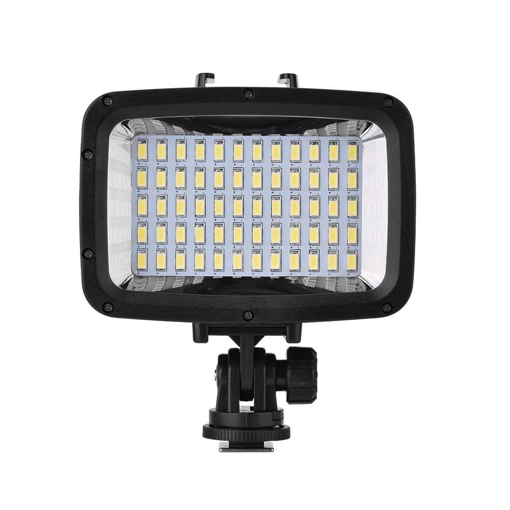 Camera Light 40m/130ft Underwater Waterproof Diving 60pcs LED Video Light 16:9 Wide Screen Fill Lamp for Camera and Smartphone 1
