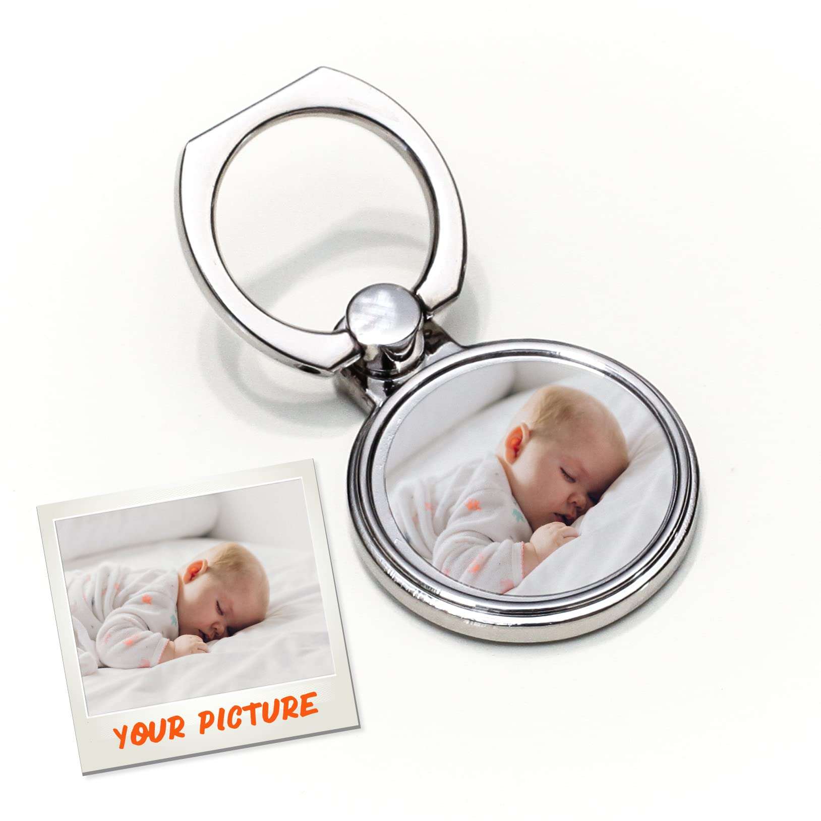 Custom Phone Grip Metal Ring Your Own Photo Initials Logo Stand Handle for Phones 1