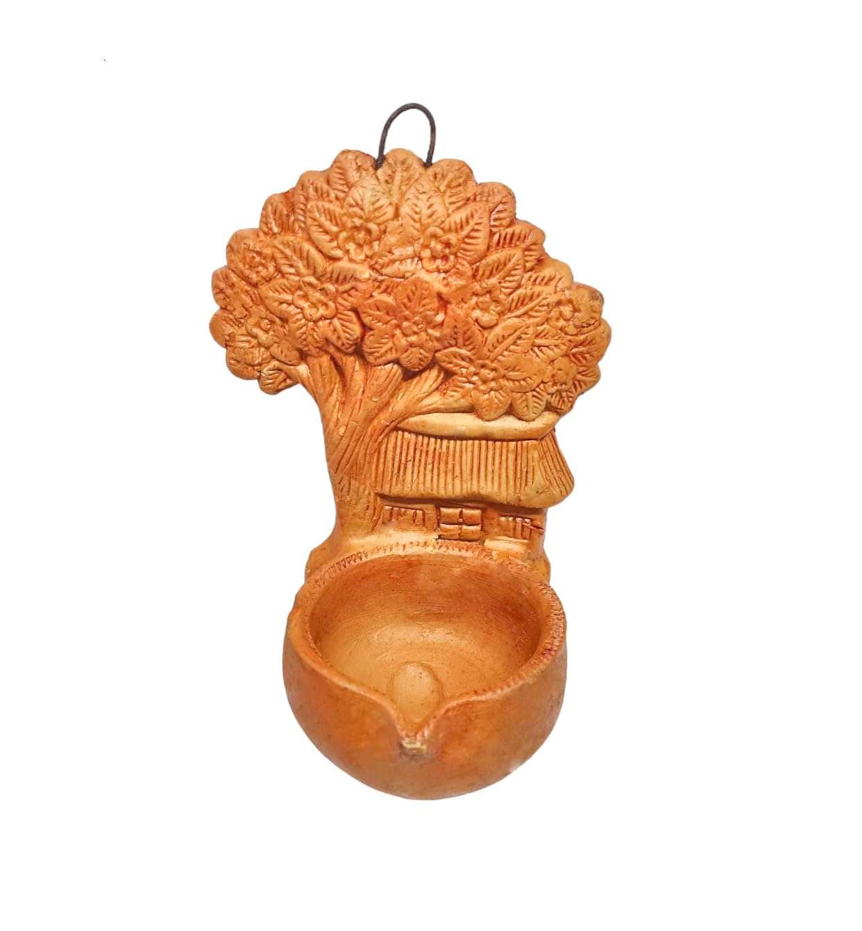 Home Tree Clay Lamp Hanging Diya - Handmade Craft - Terracotta Lamp Idols (9x14cm) 1