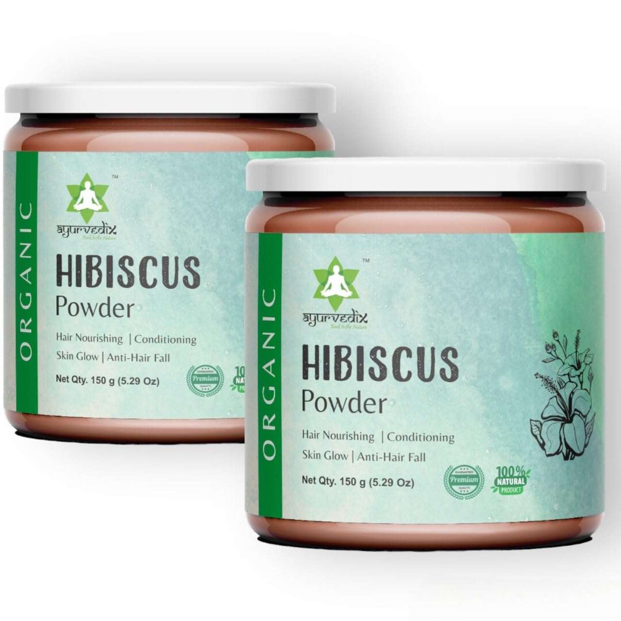 Ayurvedix Organic Hibiscus Flower Powder 150g, Pack Of 2 1