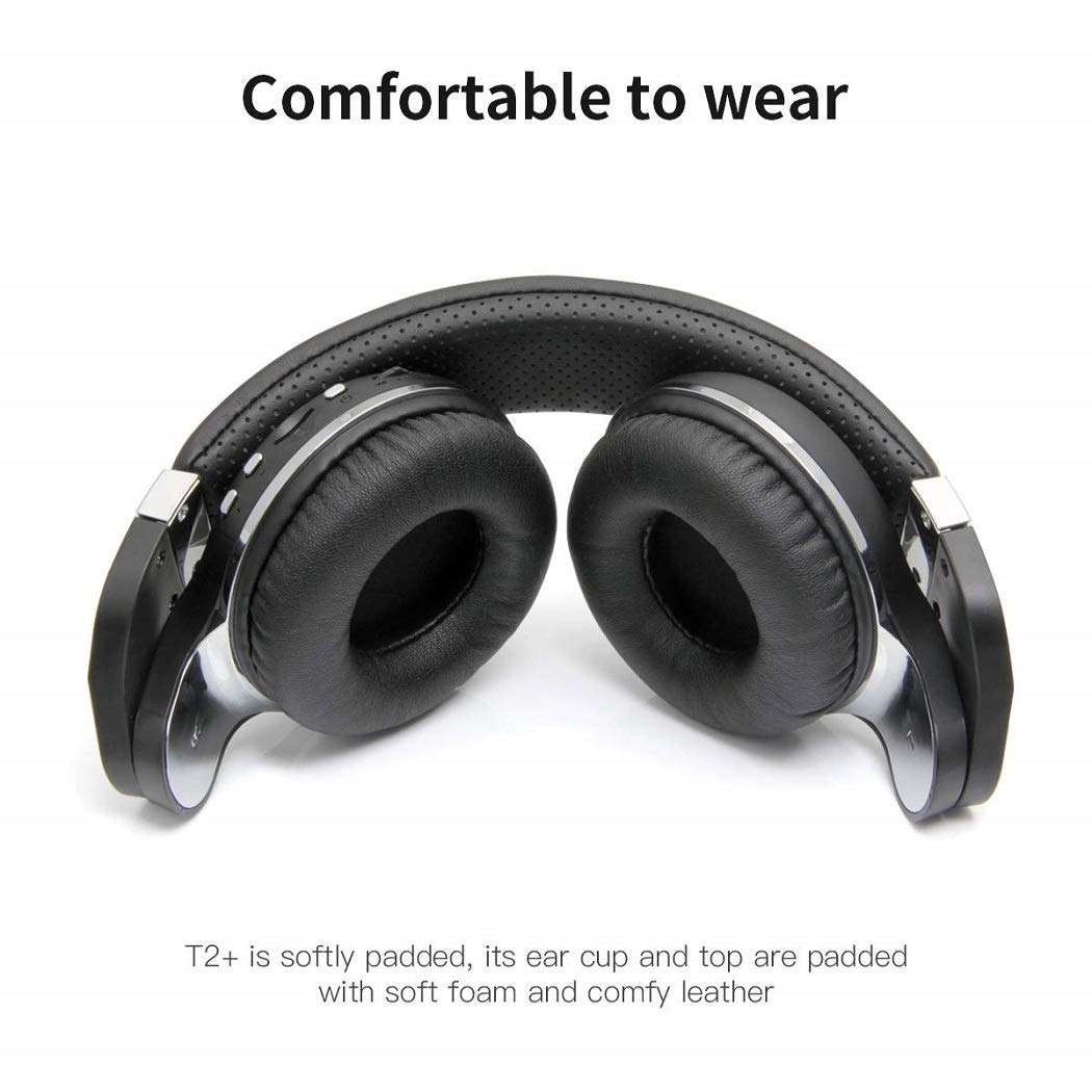 Bluedio T2 Plus Turbine Wireless Bluetooth Headphones with Mic/Micro SD Card Slot/FM Radio (Black) 4