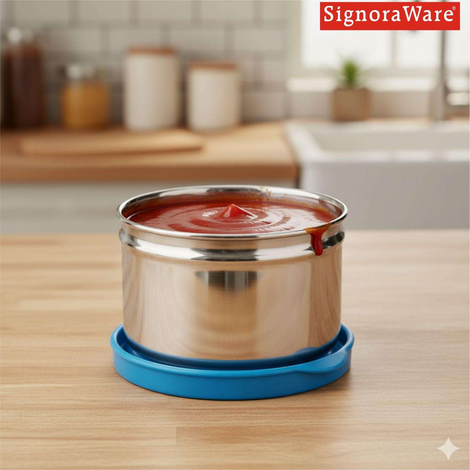 SignoraWare Mini Fresh Stainless Steel Small Container | Airtight & Leakproof | Compact & Travel-Friendly | Easy to Carry | Perfect for Office, School & Home Use (170ml | TBlue) 4