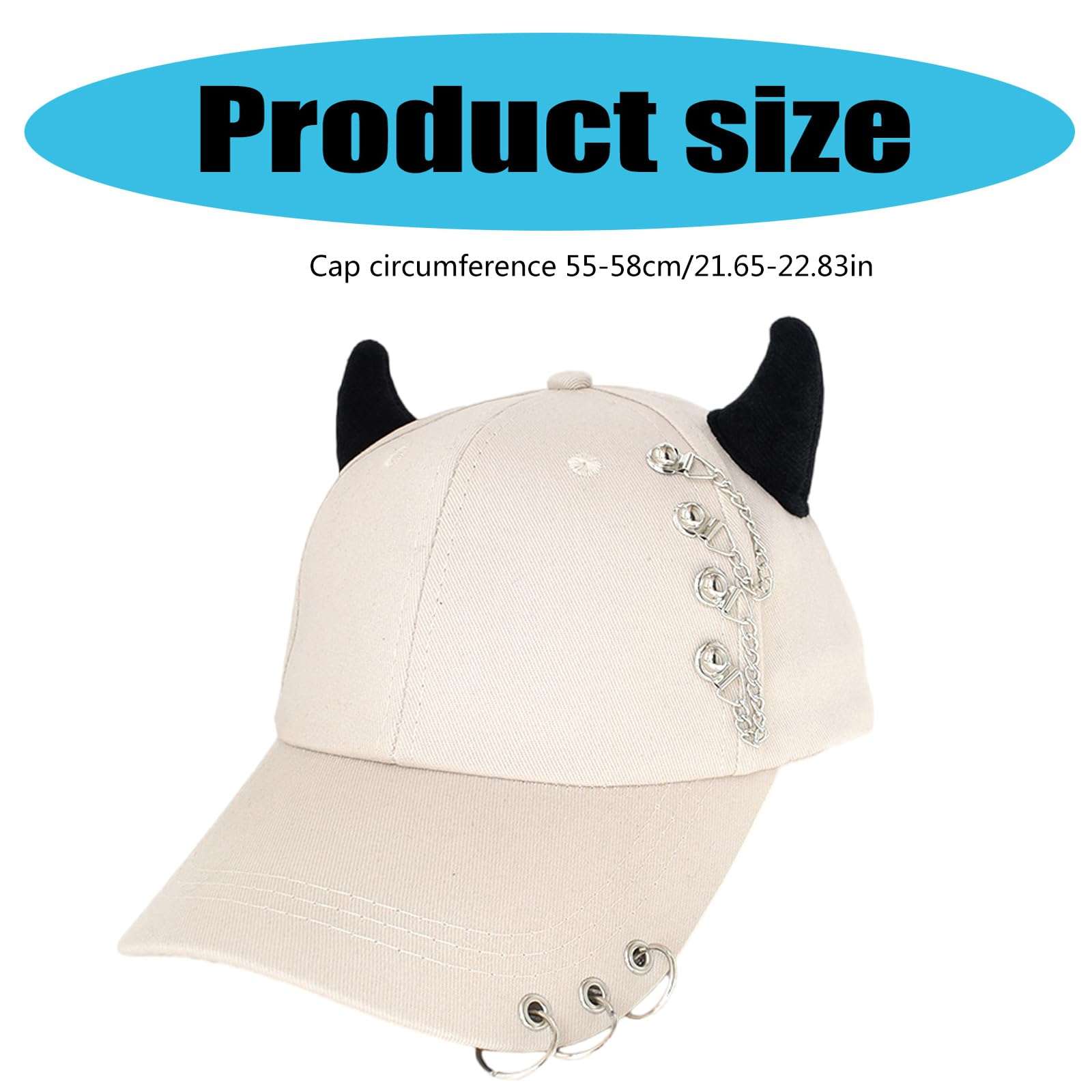 jojnsha Stylish Black Chain Cotton Baseball Caps with Metal Iron Rings Adjustable Strap Breathable Unisex Hip Hop Caps Hat, pin snake black, 35*25*8cm 5