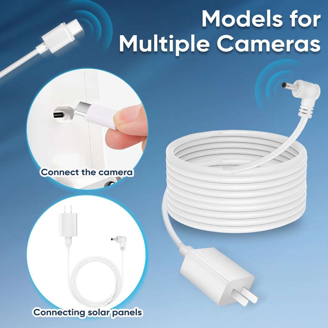 Power Adapter Compatible Ring Camera,17Ft Type C Power Cable -White (USB Port) 5